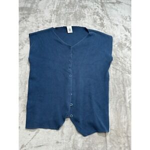 Vintage New Fast Vest Women's Size Small Blue 80s 90s Button Up Corduroy Style